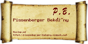 Pissenberger Bekény névjegykártya